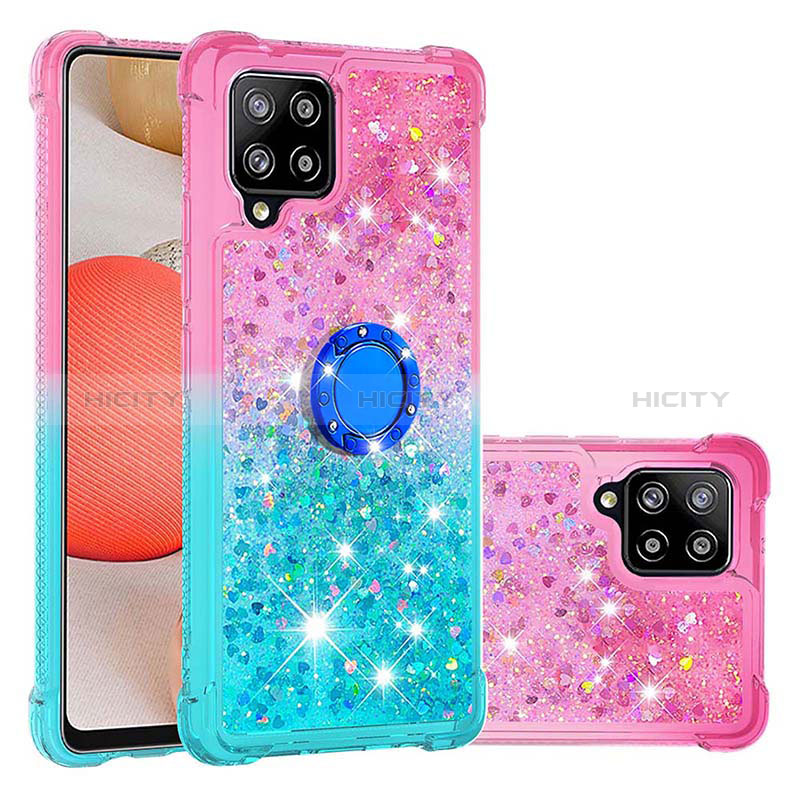 Coque Silicone Housse Etui Gel Bling-Bling avec Support Bague Anneau S02 pour Samsung Galaxy A42 5G Plus