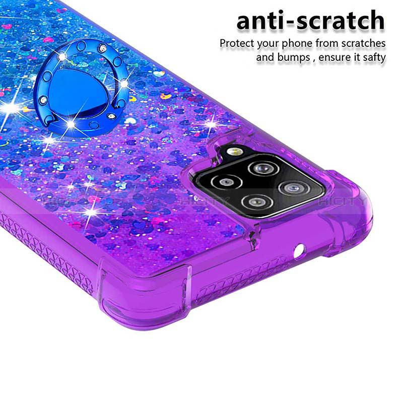 Coque Silicone Housse Etui Gel Bling-Bling avec Support Bague Anneau S02 pour Samsung Galaxy A42 5G Plus