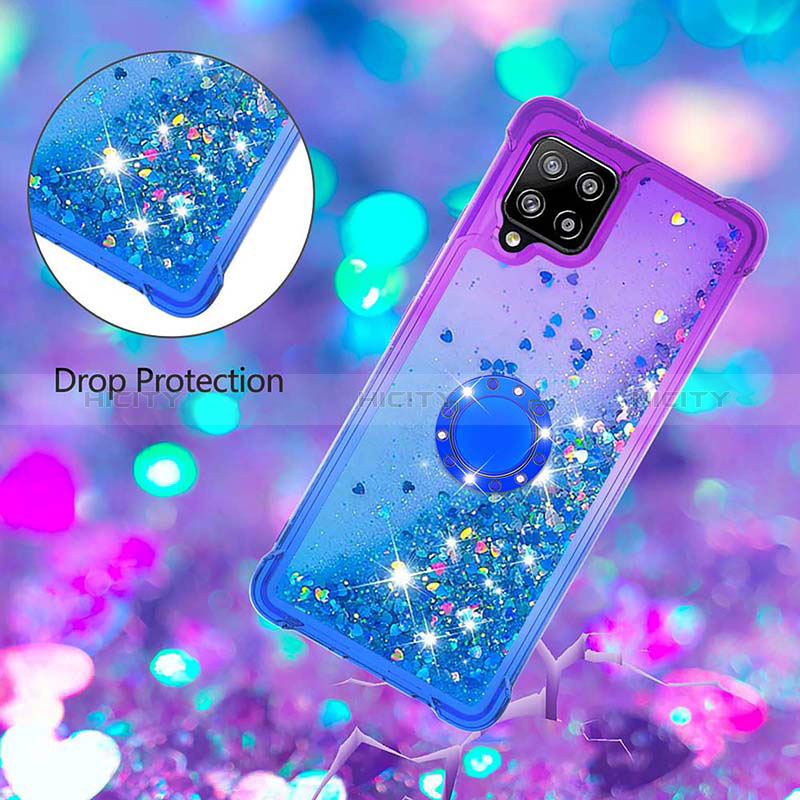 Coque Silicone Housse Etui Gel Bling-Bling avec Support Bague Anneau S02 pour Samsung Galaxy A42 5G Plus