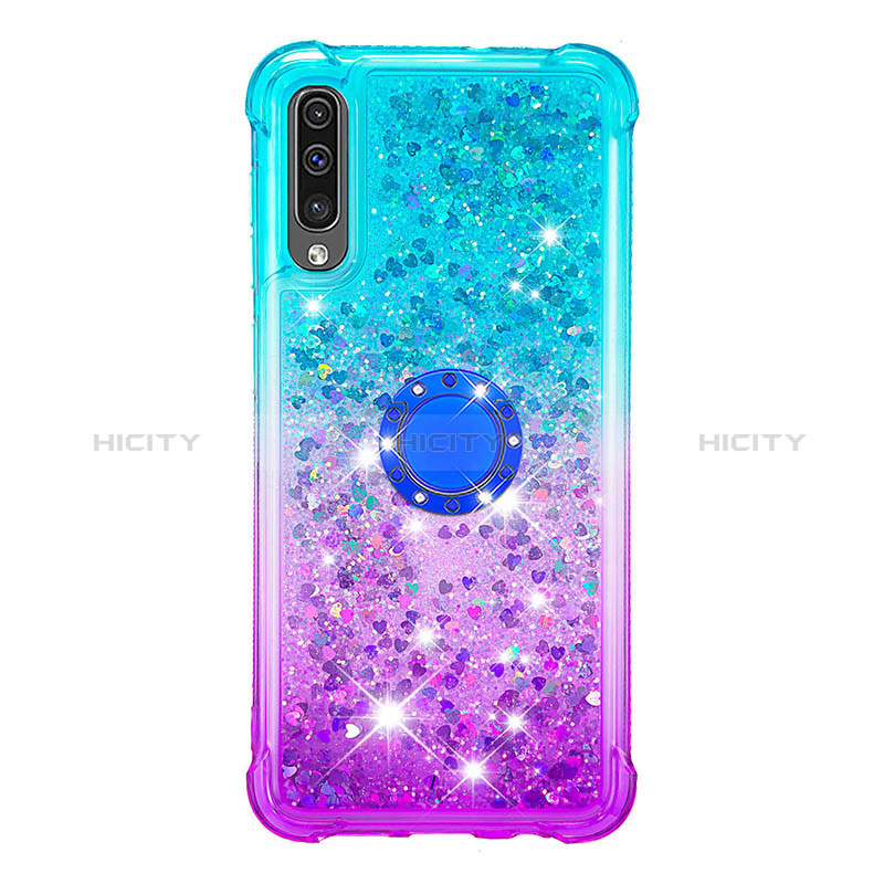 Coque Silicone Housse Etui Gel Bling-Bling avec Support Bague Anneau S02 pour Samsung Galaxy A50 Plus