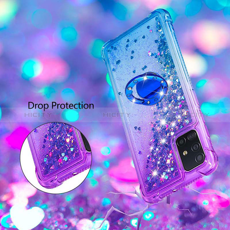 Coque Silicone Housse Etui Gel Bling-Bling avec Support Bague Anneau S02 pour Samsung Galaxy A51 4G Plus