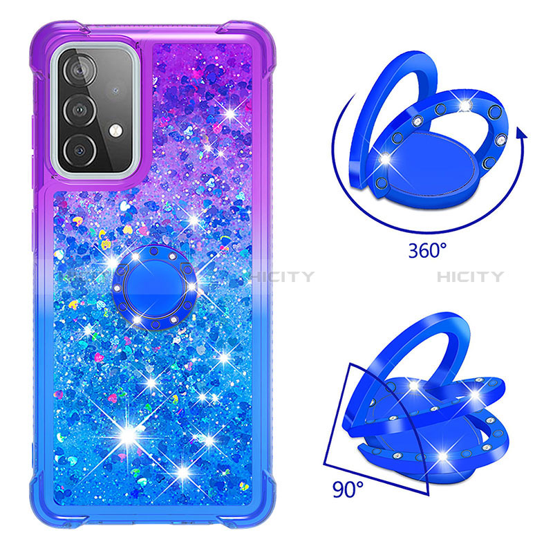 Coque Silicone Housse Etui Gel Bling-Bling avec Support Bague Anneau S02 pour Samsung Galaxy A52s 5G Plus