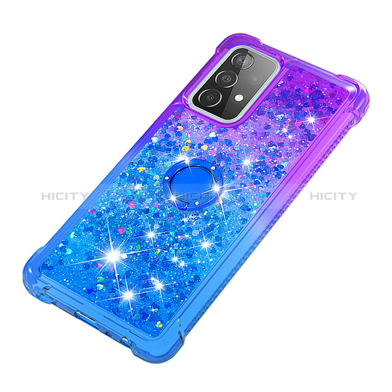 Coque Silicone Housse Etui Gel Bling-Bling avec Support Bague Anneau S02 pour Samsung Galaxy A52s 5G Plus