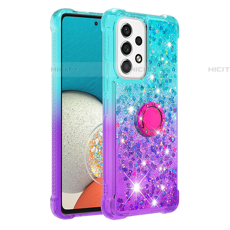 Coque Silicone Housse Etui Gel Bling-Bling avec Support Bague Anneau S02 pour Samsung Galaxy A53 5G Plus