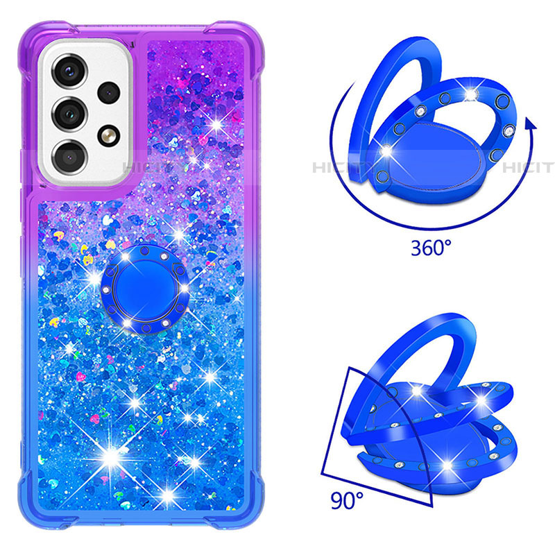 Coque Silicone Housse Etui Gel Bling-Bling avec Support Bague Anneau S02 pour Samsung Galaxy A53 5G Plus