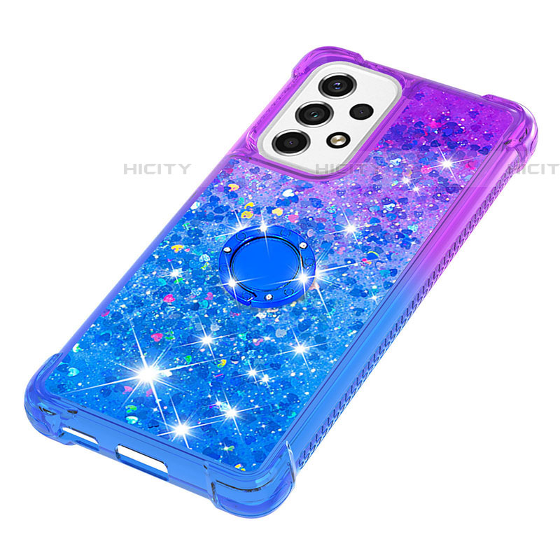 Coque Silicone Housse Etui Gel Bling-Bling avec Support Bague Anneau S02 pour Samsung Galaxy A53 5G Plus