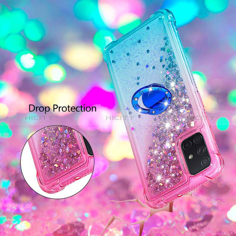 Coque Silicone Housse Etui Gel Bling-Bling avec Support Bague Anneau S02 pour Samsung Galaxy A71 4G A715 Plus