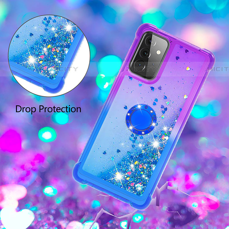 Coque Silicone Housse Etui Gel Bling-Bling avec Support Bague Anneau S02 pour Samsung Galaxy A72 4G Plus