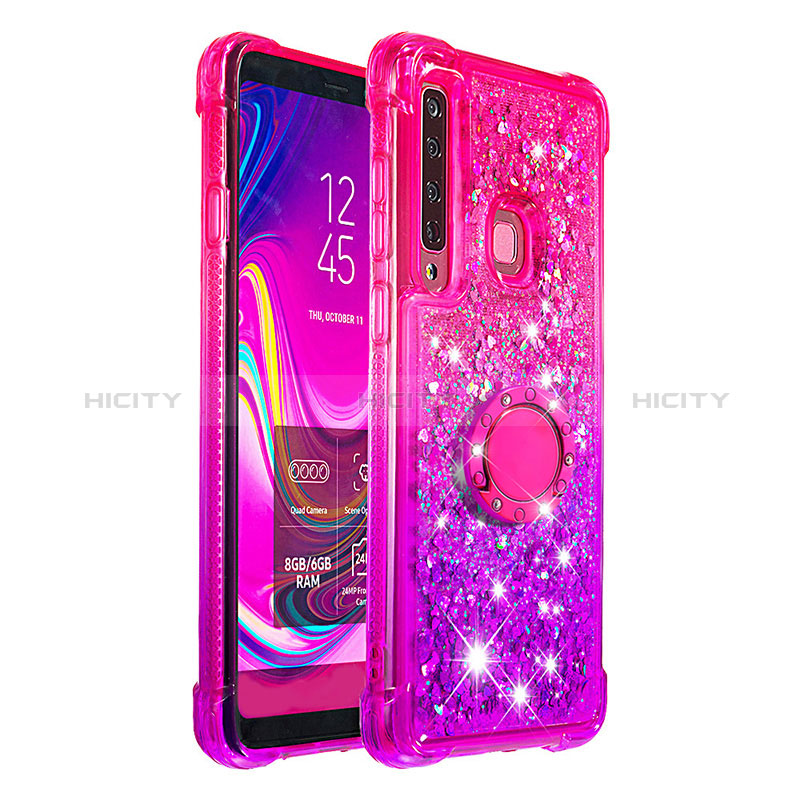 Coque Silicone Housse Etui Gel Bling-Bling avec Support Bague Anneau S02 pour Samsung Galaxy A9 Star Pro Plus