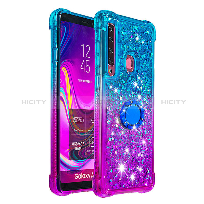 Coque Silicone Housse Etui Gel Bling-Bling avec Support Bague Anneau S02 pour Samsung Galaxy A9 Star Pro Plus