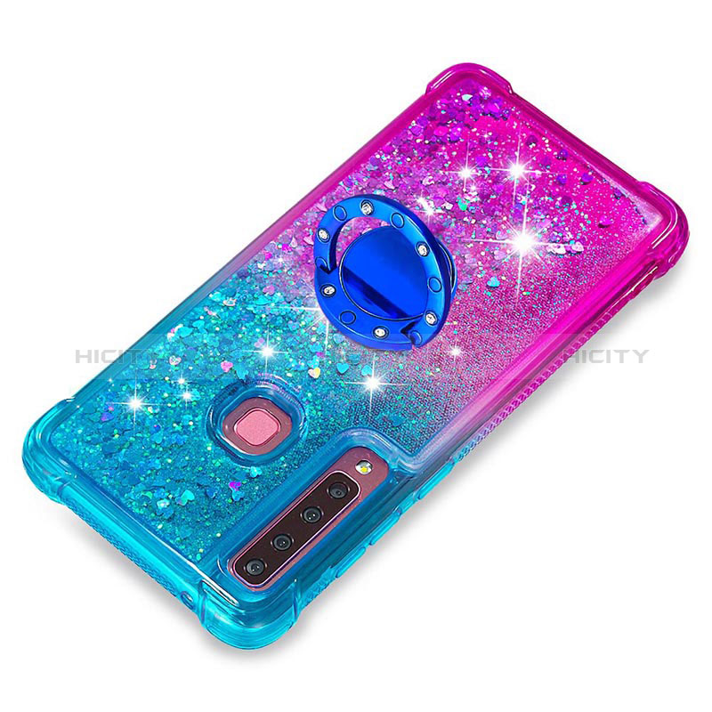 Coque Silicone Housse Etui Gel Bling-Bling avec Support Bague Anneau S02 pour Samsung Galaxy A9 Star Pro Plus