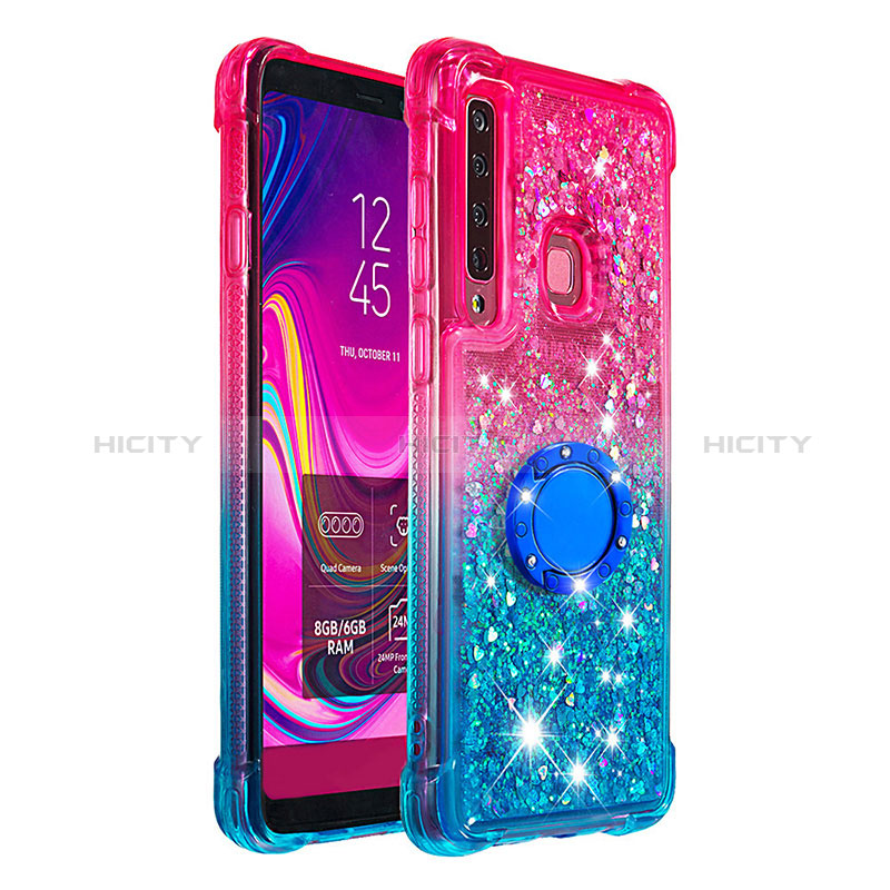 Coque Silicone Housse Etui Gel Bling-Bling avec Support Bague Anneau S02 pour Samsung Galaxy A9s Plus