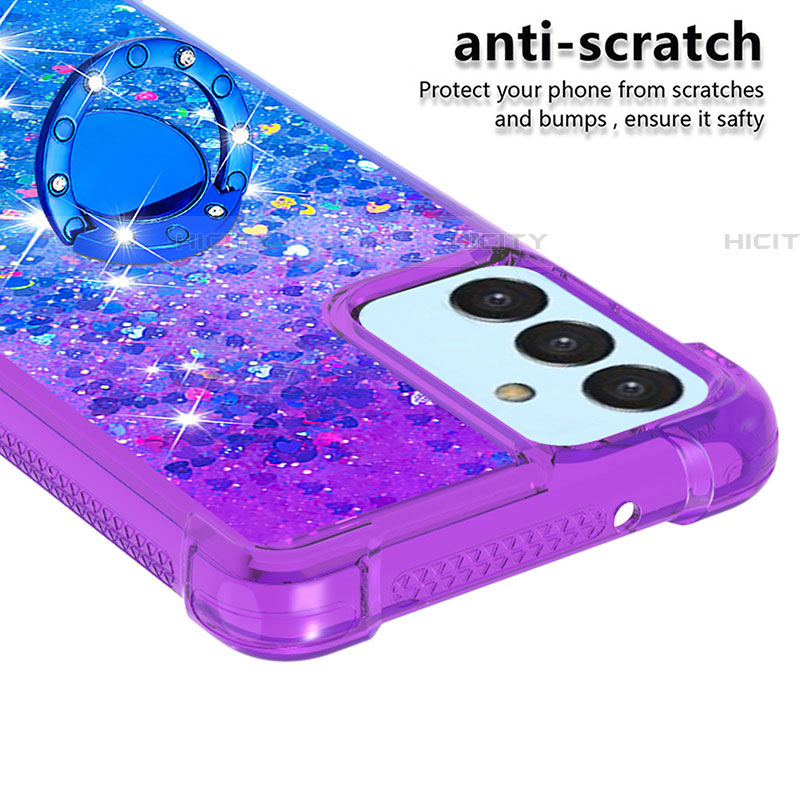 Coque Silicone Housse Etui Gel Bling-Bling avec Support Bague Anneau S02 pour Samsung Galaxy F34 5G Plus