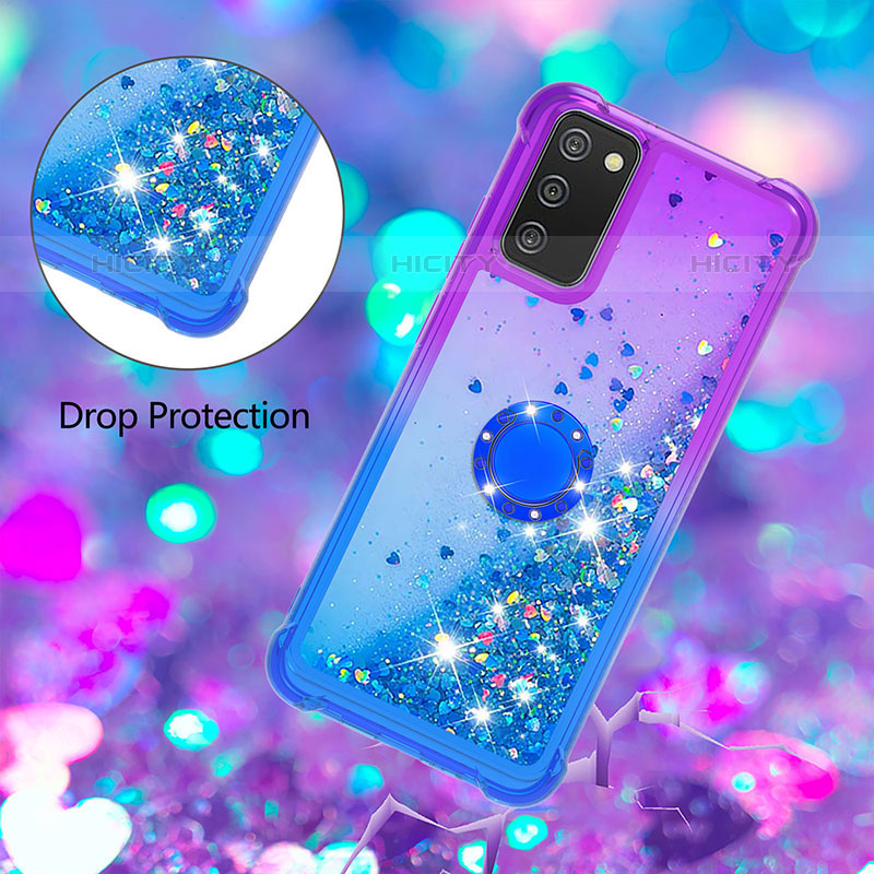 Coque Silicone Housse Etui Gel Bling-Bling avec Support Bague Anneau S02 pour Samsung Galaxy M02s Plus