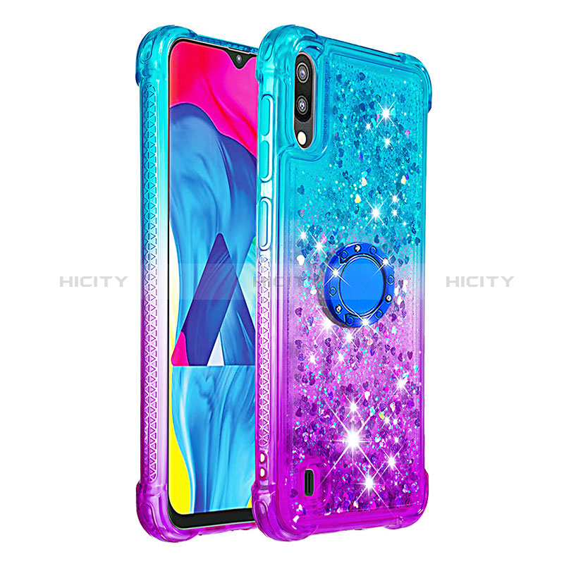 Coque Silicone Housse Etui Gel Bling-Bling avec Support Bague Anneau S02 pour Samsung Galaxy M10 Plus