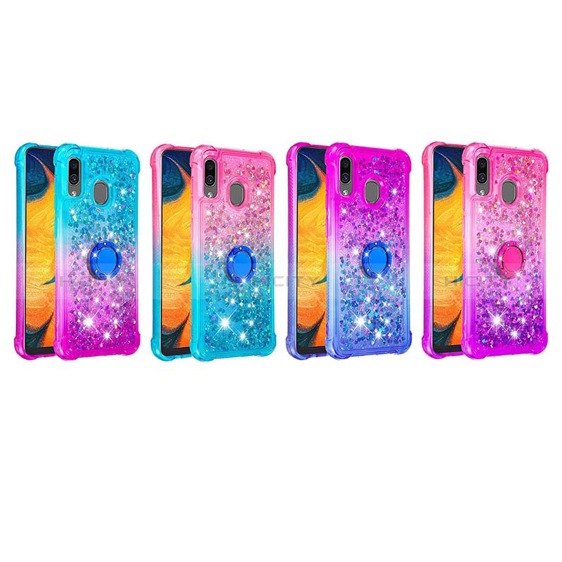 Coque Silicone Housse Etui Gel Bling-Bling avec Support Bague Anneau S02 pour Samsung Galaxy M10S Plus