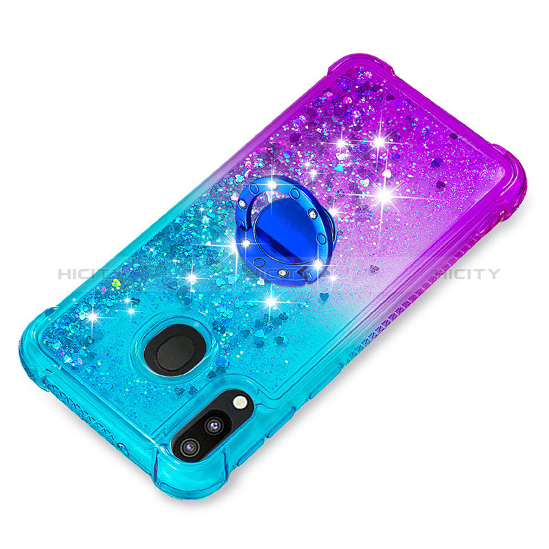 Coque Silicone Housse Etui Gel Bling-Bling avec Support Bague Anneau S02 pour Samsung Galaxy M20 Plus