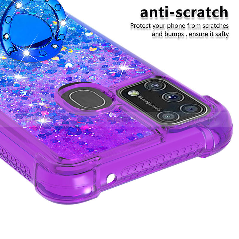 Coque Silicone Housse Etui Gel Bling-Bling avec Support Bague Anneau S02 pour Samsung Galaxy M31 Plus