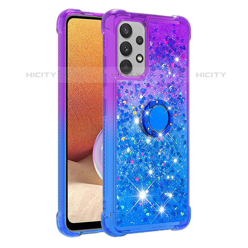 Coque Silicone Housse Etui Gel Bling-Bling avec Support Bague Anneau S02 pour Samsung Galaxy M32 5G Plus