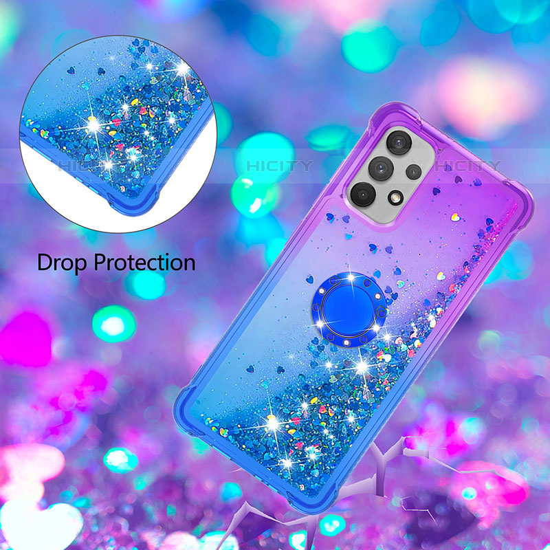 Coque Silicone Housse Etui Gel Bling-Bling avec Support Bague Anneau S02 pour Samsung Galaxy M32 5G Plus