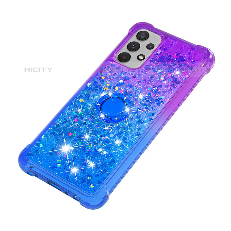 Coque Silicone Housse Etui Gel Bling-Bling avec Support Bague Anneau S02 pour Samsung Galaxy M32 5G Plus