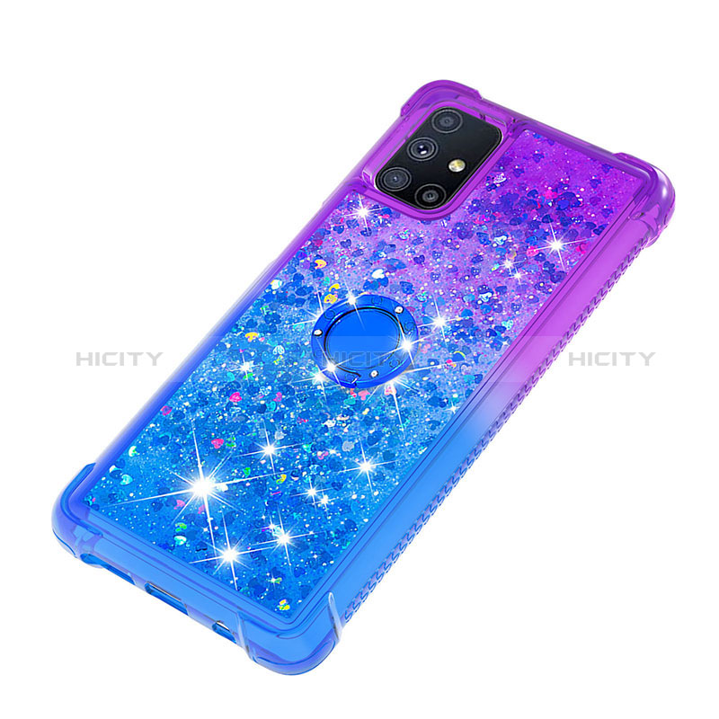 Coque Silicone Housse Etui Gel Bling-Bling avec Support Bague Anneau S02 pour Samsung Galaxy M51 Plus