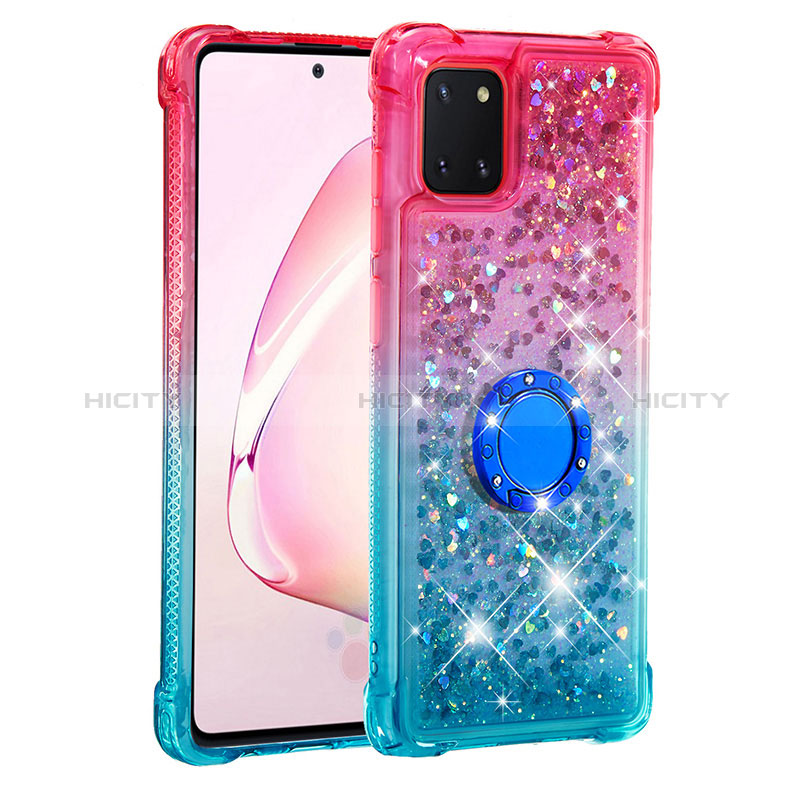 Coque Silicone Housse Etui Gel Bling-Bling avec Support Bague Anneau S02 pour Samsung Galaxy M60s Plus