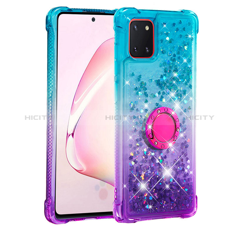 Coque Silicone Housse Etui Gel Bling-Bling avec Support Bague Anneau S02 pour Samsung Galaxy M60s Plus