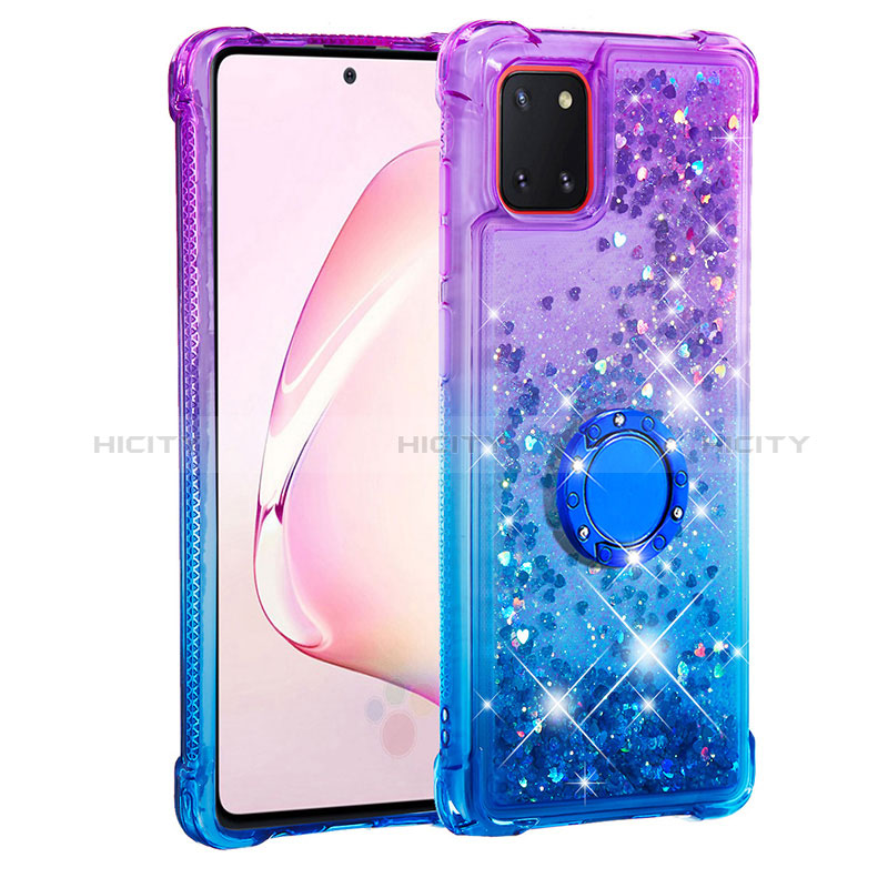 Coque Silicone Housse Etui Gel Bling-Bling avec Support Bague Anneau S02 pour Samsung Galaxy M60s Plus