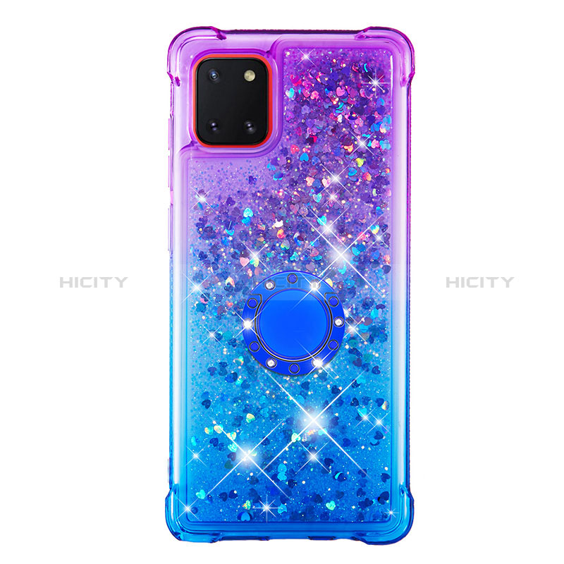 Coque Silicone Housse Etui Gel Bling-Bling avec Support Bague Anneau S02 pour Samsung Galaxy M60s Plus