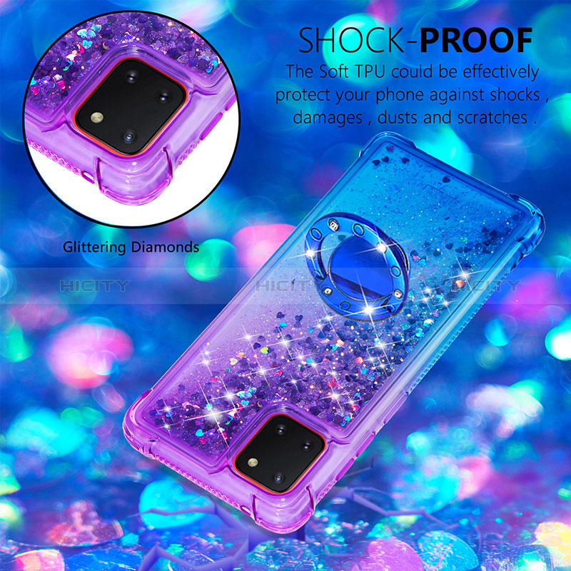 Coque Silicone Housse Etui Gel Bling-Bling avec Support Bague Anneau S02 pour Samsung Galaxy M60s Plus