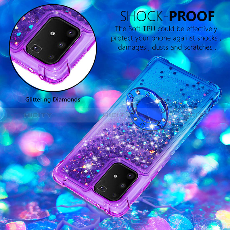 Coque Silicone Housse Etui Gel Bling-Bling avec Support Bague Anneau S02 pour Samsung Galaxy M80S Plus