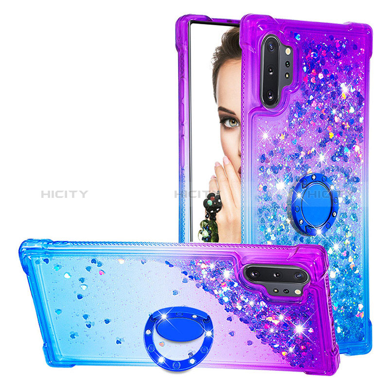 Coque Silicone Housse Etui Gel Bling-Bling avec Support Bague Anneau S02 pour Samsung Galaxy Note 10 Plus 5G Plus