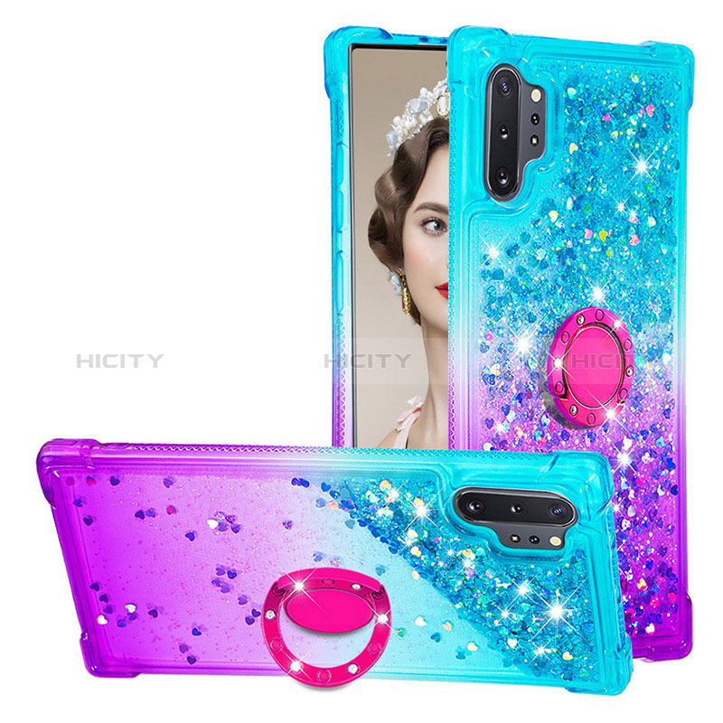 Coque Silicone Housse Etui Gel Bling-Bling avec Support Bague Anneau S02 pour Samsung Galaxy Note 10 Plus 5G Plus