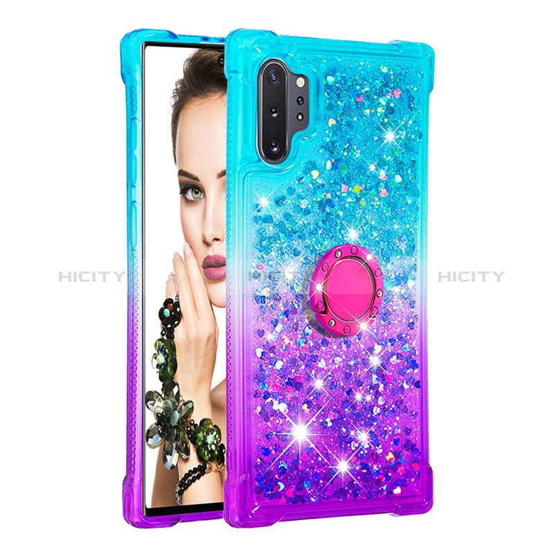 Coque Silicone Housse Etui Gel Bling-Bling avec Support Bague Anneau S02 pour Samsung Galaxy Note 10 Plus 5G Plus