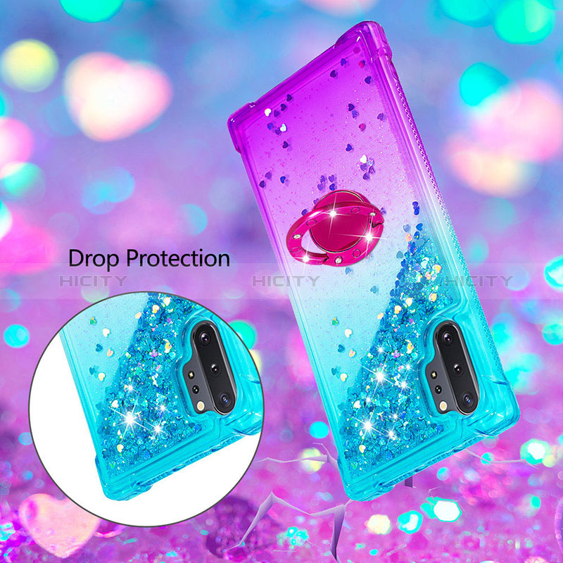 Coque Silicone Housse Etui Gel Bling-Bling avec Support Bague Anneau S02 pour Samsung Galaxy Note 10 Plus 5G Plus