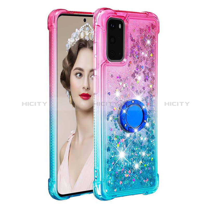 Coque Silicone Housse Etui Gel Bling-Bling avec Support Bague Anneau S02 pour Samsung Galaxy S20 5G Plus