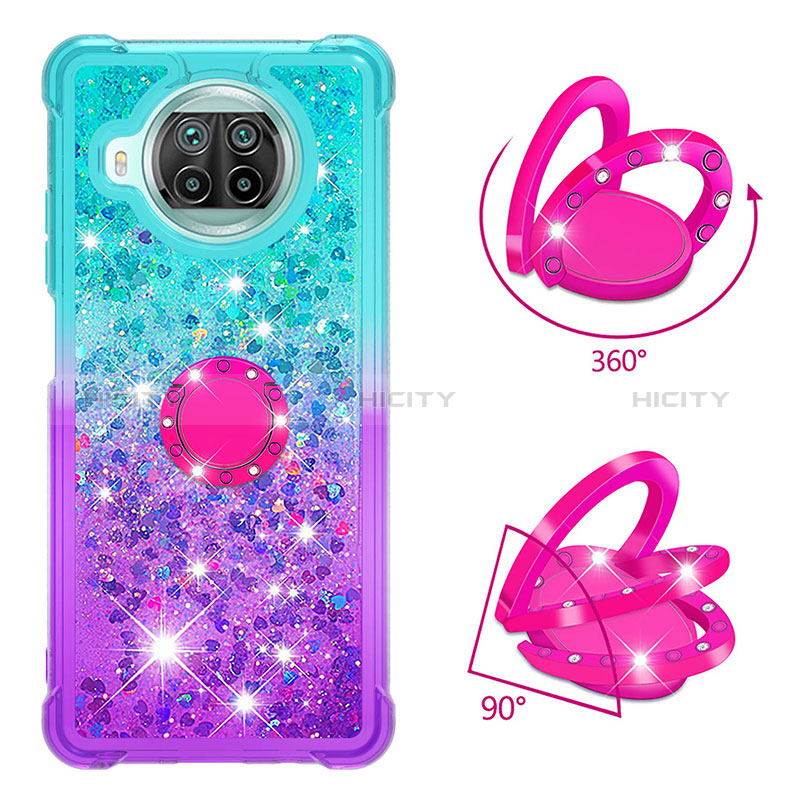 Coque Silicone Housse Etui Gel Bling-Bling avec Support Bague Anneau S02 pour Xiaomi Mi 10i 5G Plus