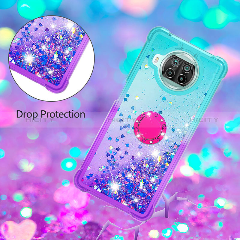 Coque Silicone Housse Etui Gel Bling-Bling avec Support Bague Anneau S02 pour Xiaomi Mi 10i 5G Plus