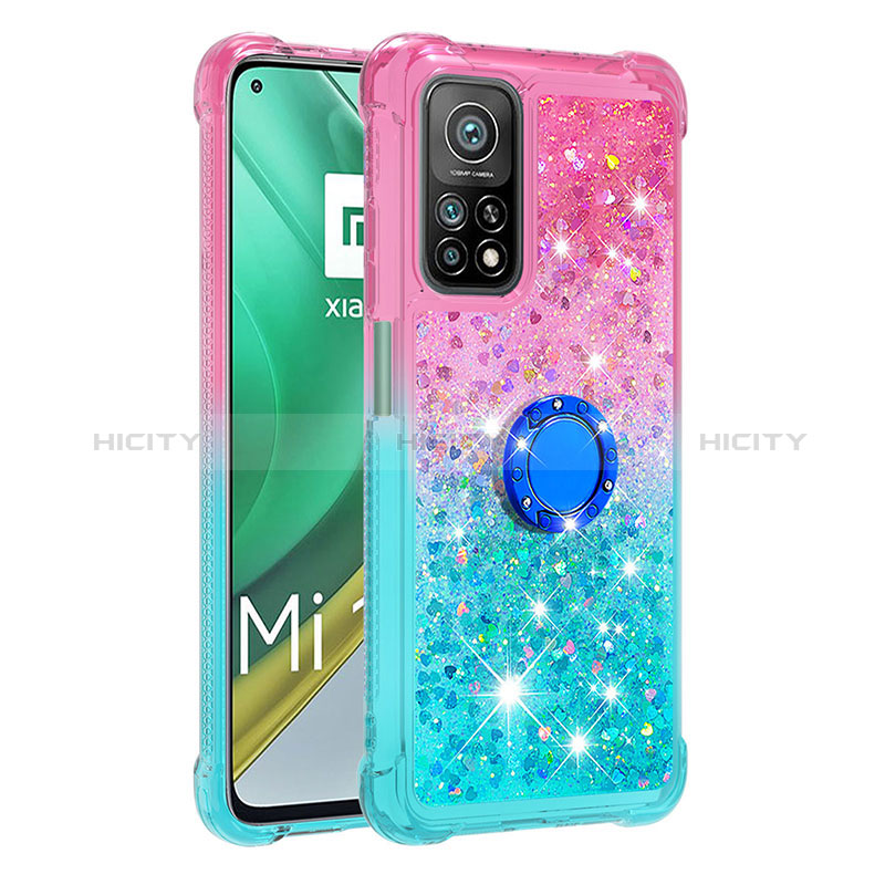 Coque Silicone Housse Etui Gel Bling-Bling avec Support Bague Anneau S02 pour Xiaomi Mi 10T 5G Plus