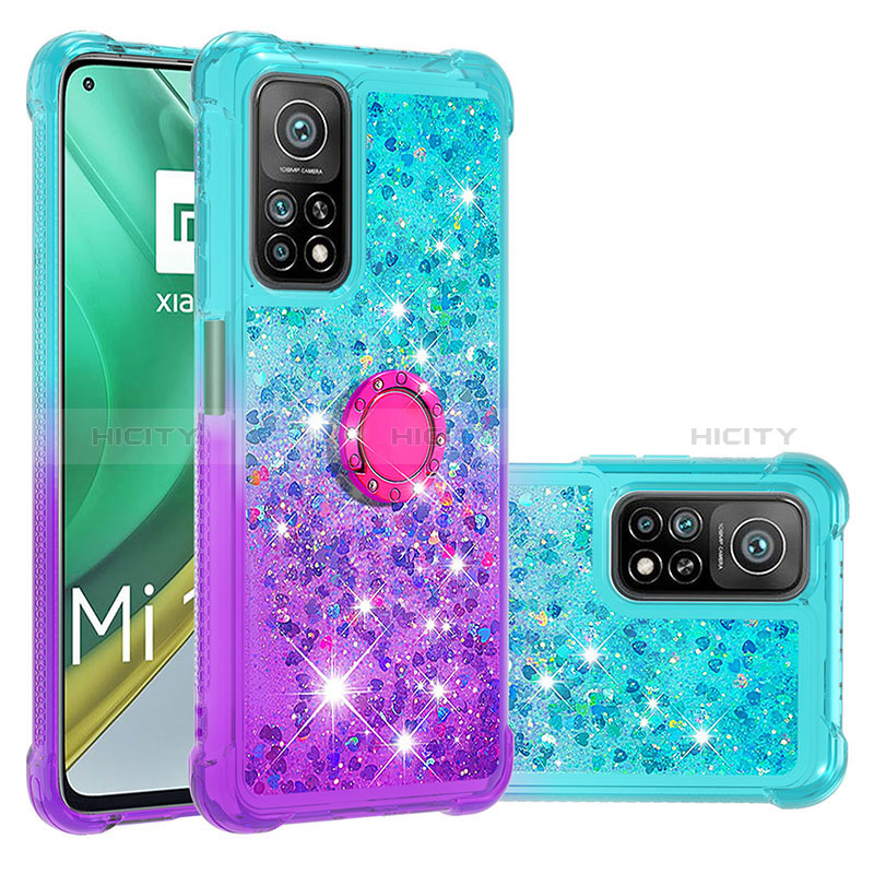 Coque Silicone Housse Etui Gel Bling-Bling avec Support Bague Anneau S02 pour Xiaomi Mi 10T 5G Plus