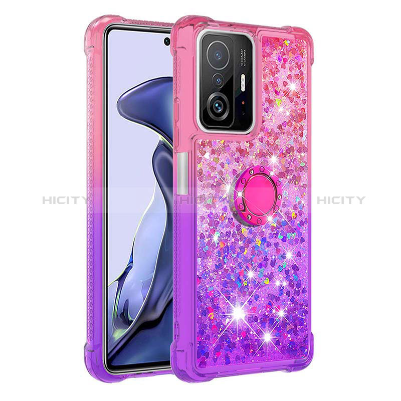 Coque Silicone Housse Etui Gel Bling-Bling avec Support Bague Anneau S02 pour Xiaomi Mi 11T 5G Plus