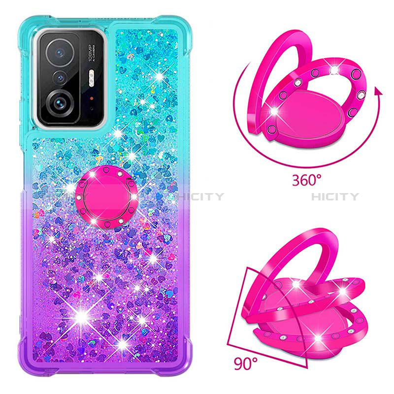 Coque Silicone Housse Etui Gel Bling-Bling avec Support Bague Anneau S02 pour Xiaomi Mi 11T 5G Plus