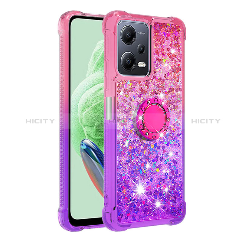 Coque Silicone Housse Etui Gel Bling-Bling avec Support Bague Anneau S02 pour Xiaomi Poco X5 5G Plus