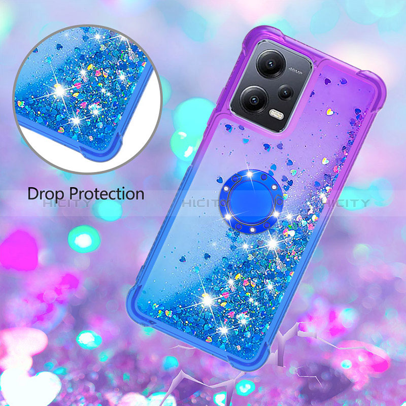 Coque Silicone Housse Etui Gel Bling-Bling avec Support Bague Anneau S02 pour Xiaomi Poco X5 5G Plus