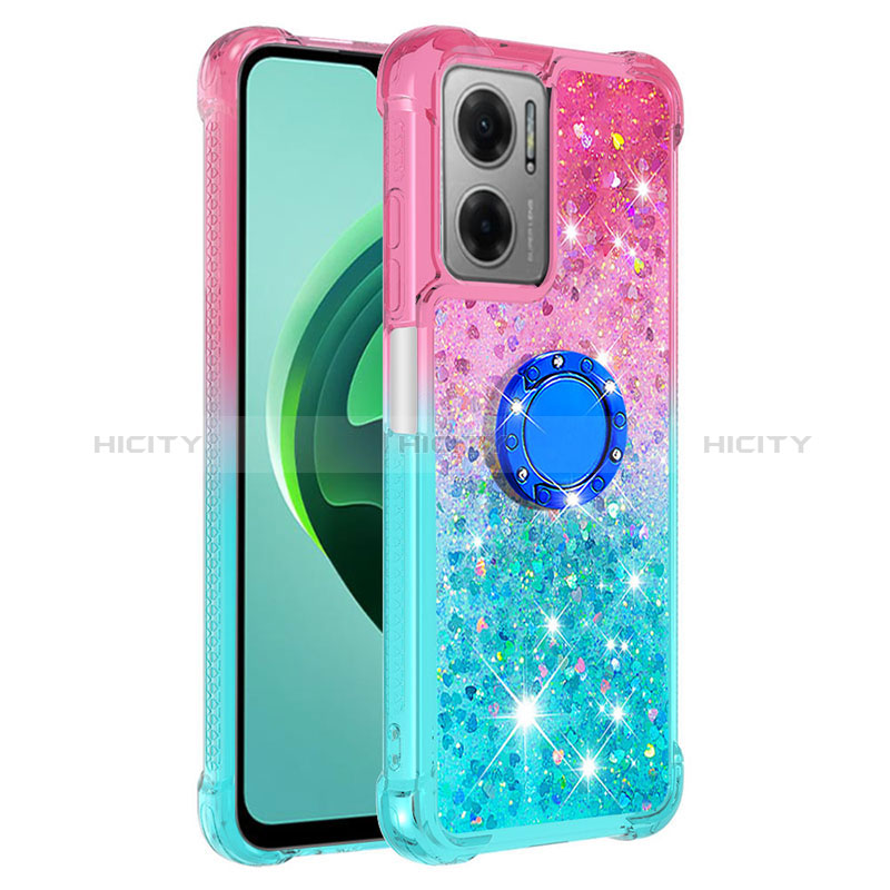 Coque Silicone Housse Etui Gel Bling-Bling avec Support Bague Anneau S02 pour Xiaomi Redmi 10 Prime Plus 5G Plus