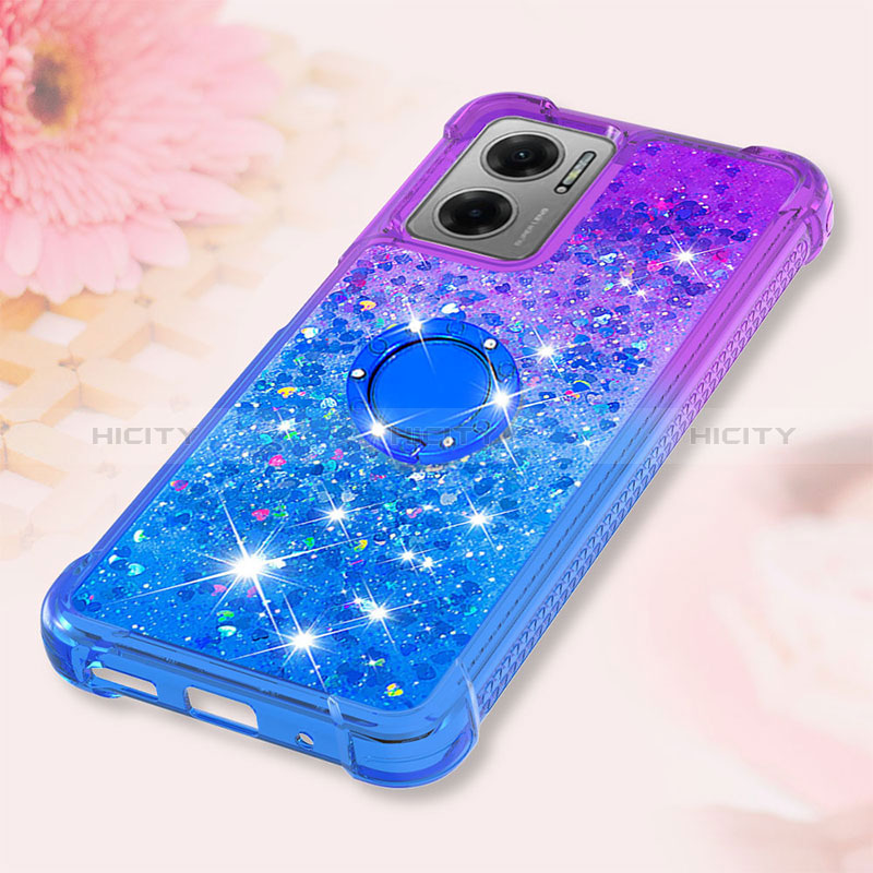 Coque Silicone Housse Etui Gel Bling-Bling avec Support Bague Anneau S02 pour Xiaomi Redmi 11 Prime 5G Plus