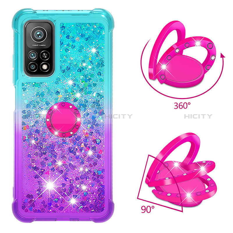 Coque Silicone Housse Etui Gel Bling-Bling avec Support Bague Anneau S02 pour Xiaomi Redmi K30S 5G Plus