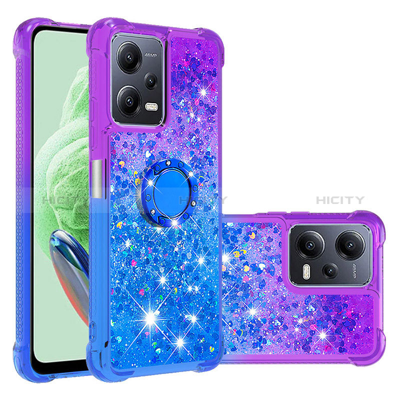 Coque Silicone Housse Etui Gel Bling-Bling avec Support Bague Anneau S02 pour Xiaomi Redmi Note 12 5G Plus