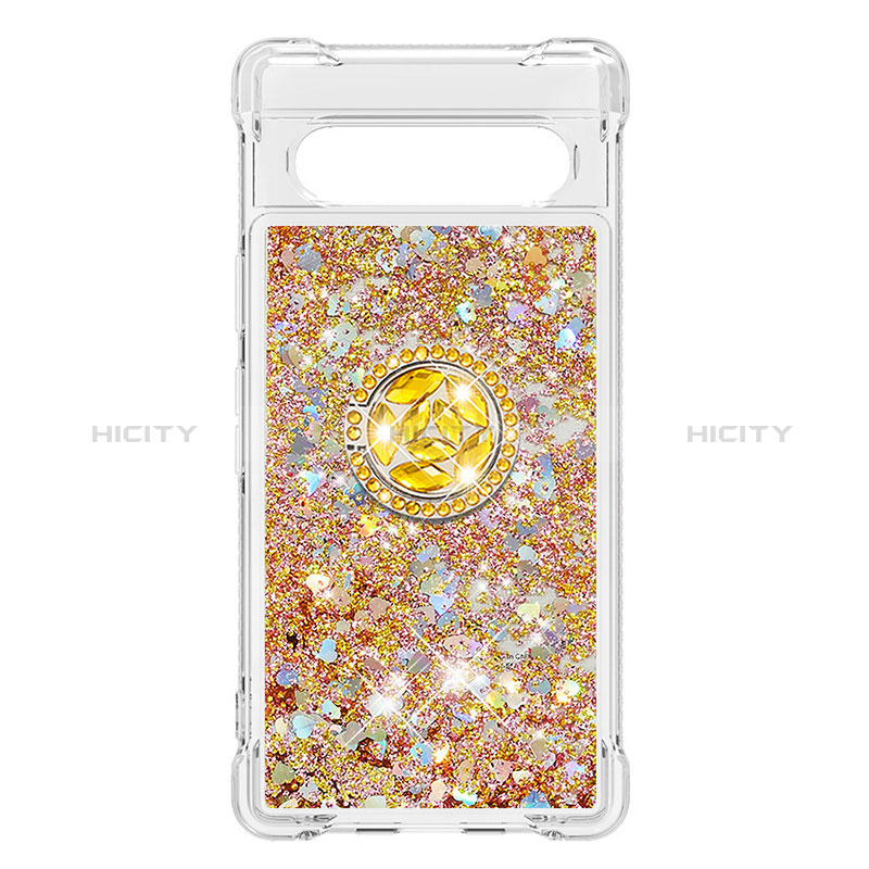 Coque Silicone Housse Etui Gel Bling-Bling avec Support Bague Anneau S03 pour Google Pixel 7a 5G Plus